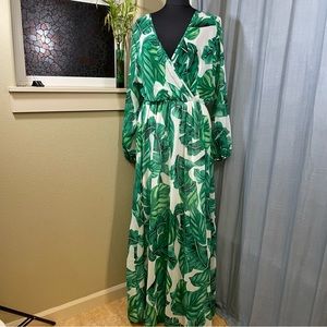 Tropical maxi dress sheer chiffon